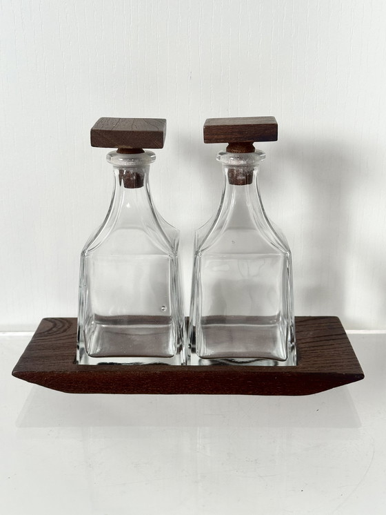 Image 1 of Teak vinegar oil set glass 1960s Danish design