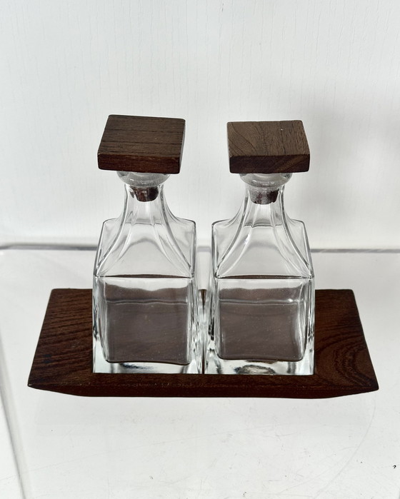 Image 1 of Teak vinegar oil set glass 1960s Danish design