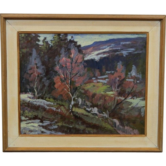 Image 1 of Vintage oil on panel by Nils Marcus, Sweden 1950