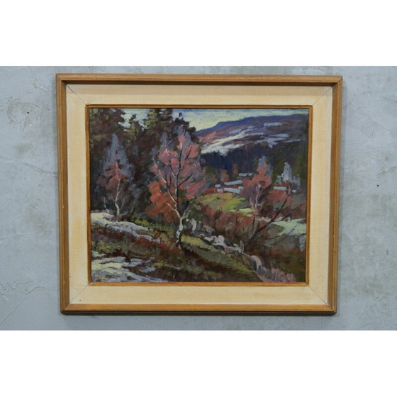Image 1 of Vintage oil on panel by Nils Marcus, Sweden 1950