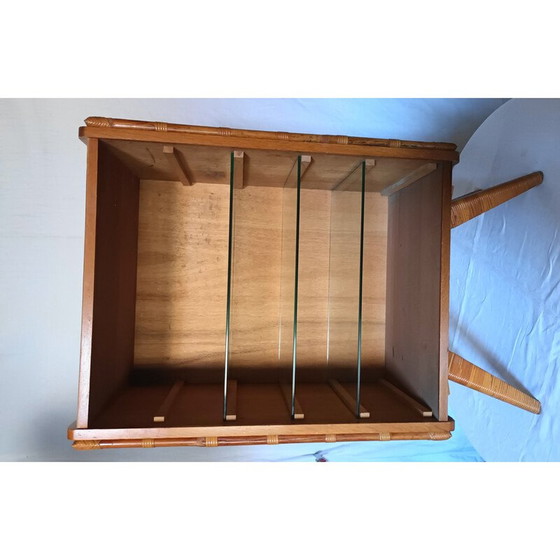 Image 1 of Libreria vintage in legno, bambù, rattan e vetro, anni '50