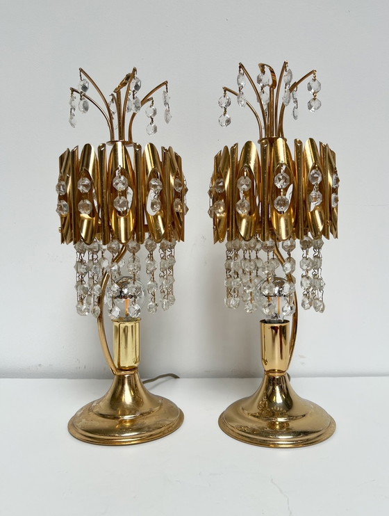 Image 1 of Ensemble de lampes de table en cristal d'Espagne, années 1970