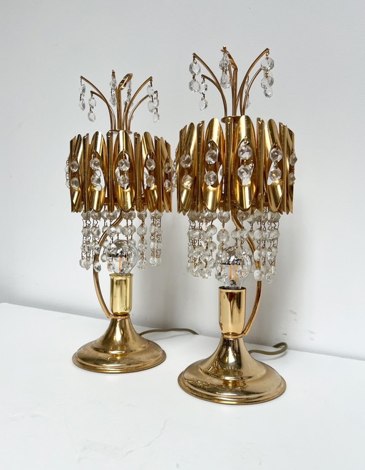 Ensemble de lampes de table en cristal d'Espagne, années 1970