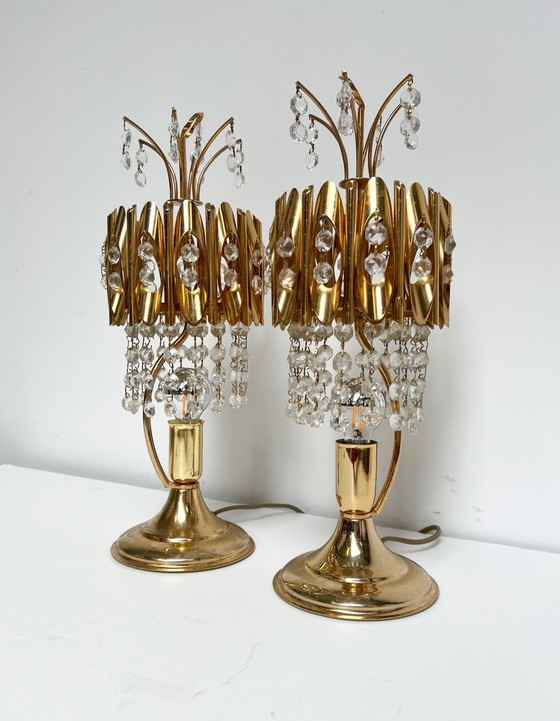 Image 1 of Set of crystal table lamps from Spain, 1970's