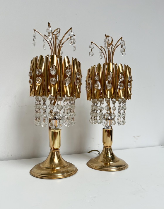 Image 1 of Ensemble de lampes de table en cristal d'Espagne, années 1970