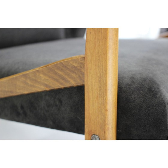 Image 1 of Pair of vintage beechwood armchairs with upholstered, Czechoslovakia 1960s