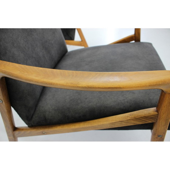 Image 1 of Pair of vintage beechwood armchairs with upholstered, Czechoslovakia 1960s