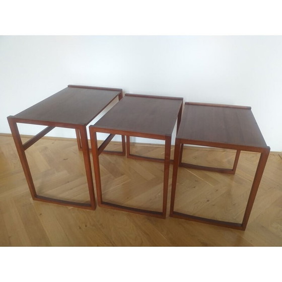 Image 1 of Set of 3 vintage Teak Nesting Tables, Denmark 1960s