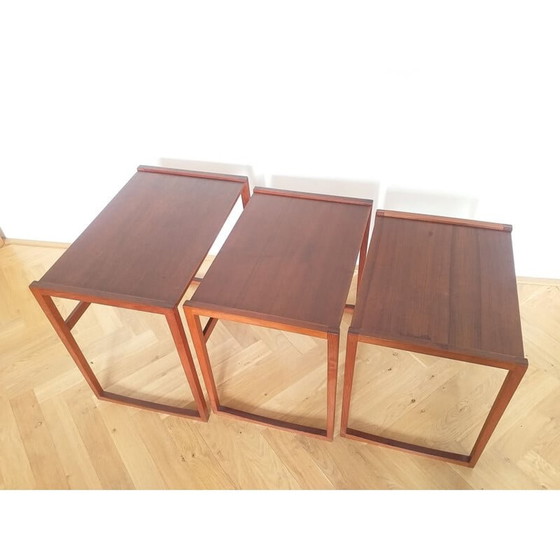 Image 1 of Set of 3 vintage Teak Nesting Tables, Denmark 1960s
