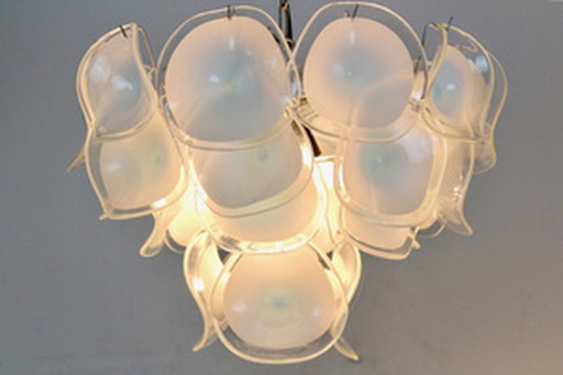 vistosi white handblown murano glass chandelier from Italy