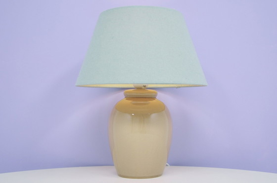 Image 1 of Taupe Table Lamp Green Lampshade