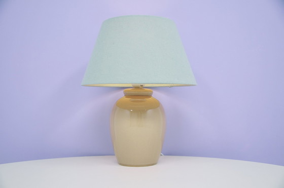 Image 1 of Taupe Table Lamp Green Lampshade