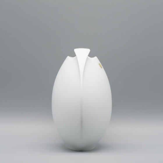 Image 1 of Lino Sabattini B&W Tasca Vase Duo Rosenthal Bisque Porcelain Minimalist 20X27X10