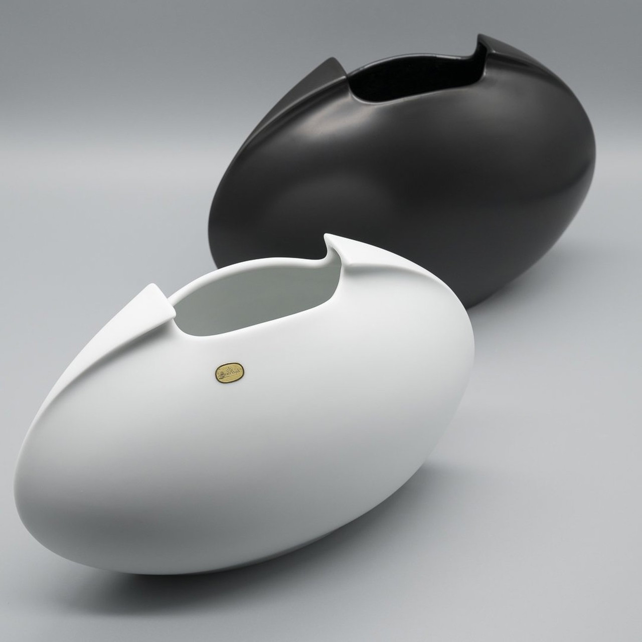 Lino Sabattini B&W Tasca Vase Duo Rosenthal Bisque Porcelain