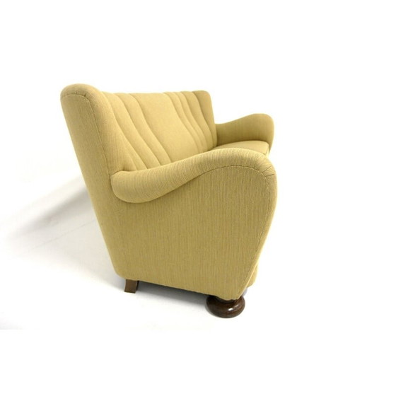 Image 1 of Vintage sofa in beech and green fabric, Sweden 1940s