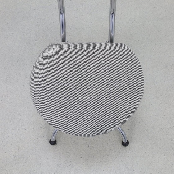 Image 1 of 4X Postmodern Folding Chair In Memphis Style Chrome & Wool, 1990S