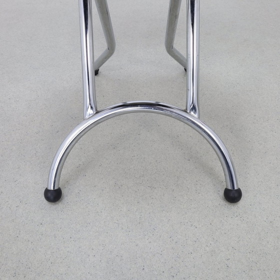 Image 1 of 4X Postmodern Folding Chair In Memphis Style Chrome & Wool, 1990S