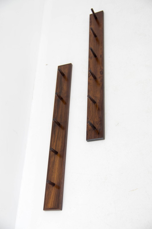 Set of Two Rosewood Wall Hangers, Denmark, 1970s