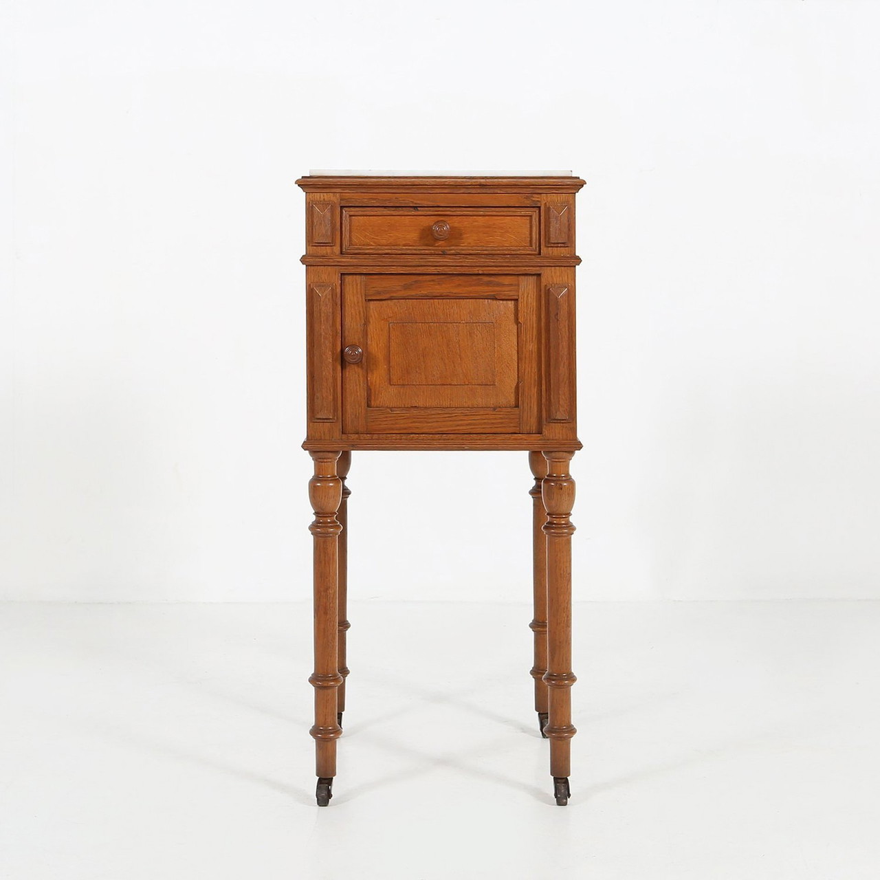 Comodino Art Déco in legno con piano in marmo, anni '30