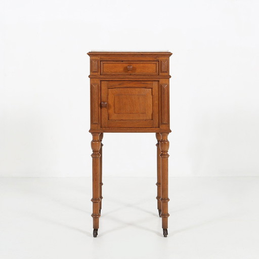 Art Deco Nightstand In Wood With Marble Top, 1930S