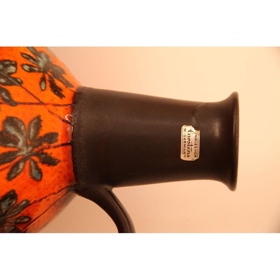 Image 1 of Vintage glazed ceramic vase with handle, Germany