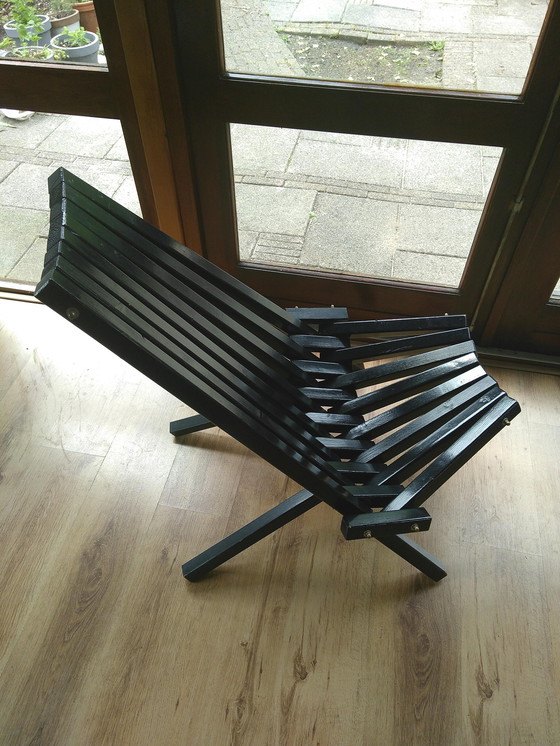 Image 1 of Silla plegable vintage, azul oscuro