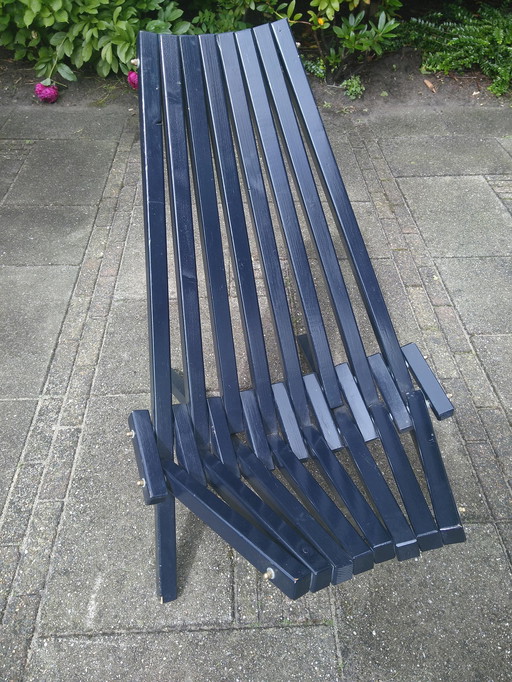 Chaise pliante vintage, bleu foncé