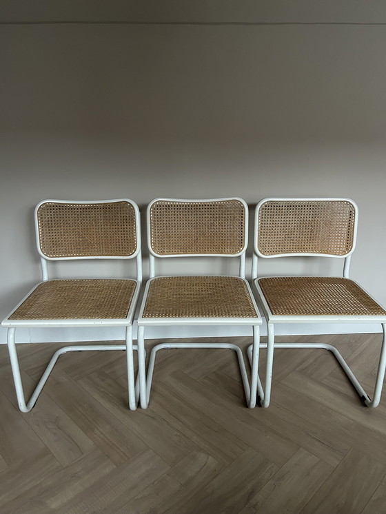 Image 1 of 3x Webbing White Dining Chairs