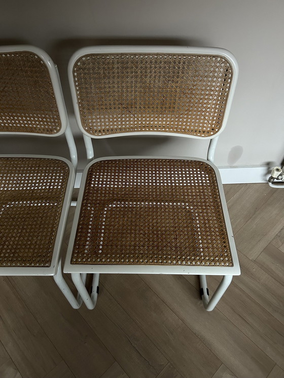 Image 1 of 3x Webbing White Dining Chairs