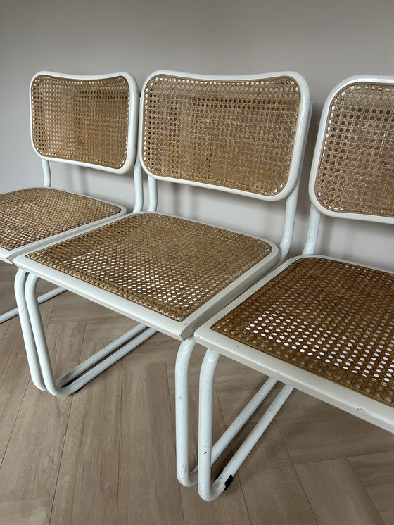 Image 1 of 3x Webbing White Dining Chairs