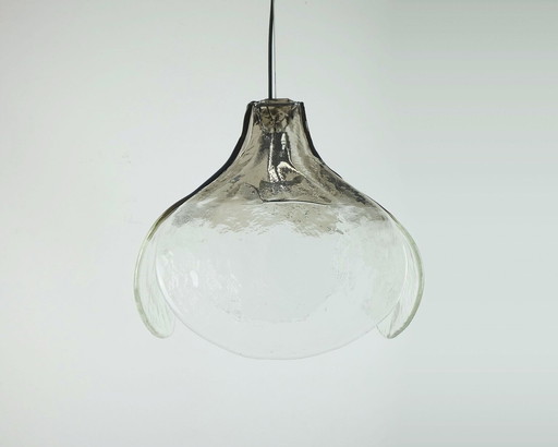 ice glass PENDANT LIGHT carlo nason mazzega murano 1970s