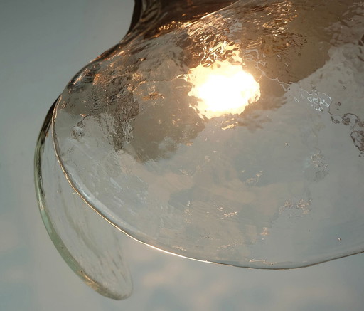 ice glass PENDANT LIGHT carlo nason mazzega murano 1970s