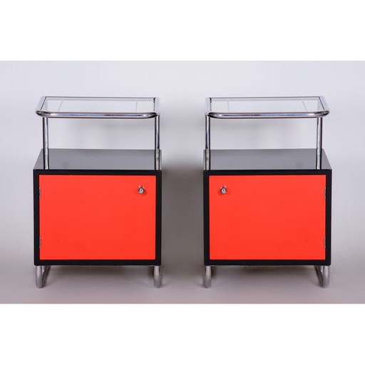 Mesillas de noche vintage Vichr a Spol negras y rojas, años 30