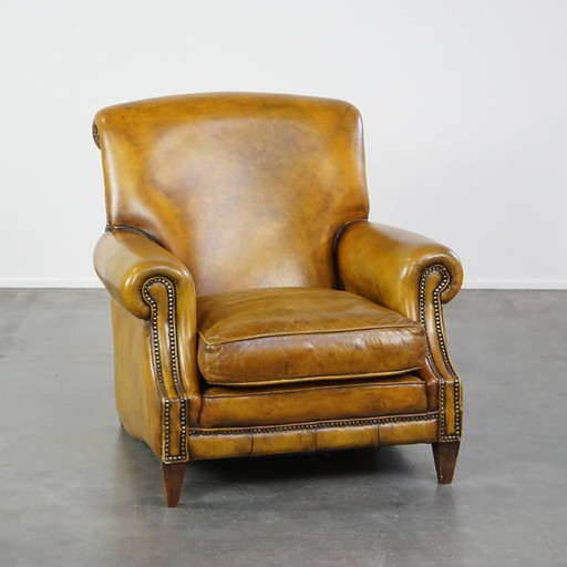 Yellow Large Beef Leather Armchair