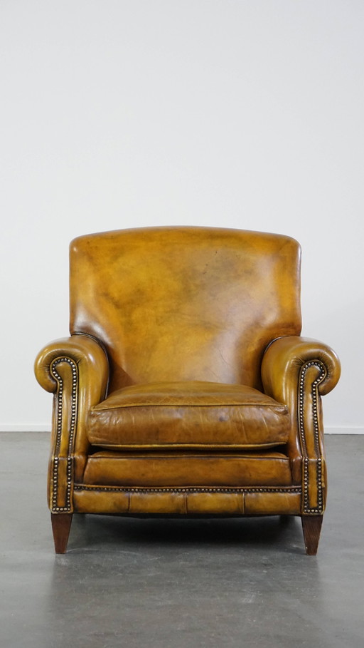 Yellow Large Beef Leather Armchair