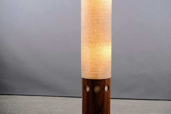Image 1 of Danish vintage teak floor lamp with white shade, 1960s