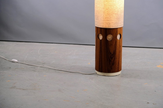 Image 1 of Danish vintage teak floor lamp with white shade, 1960s