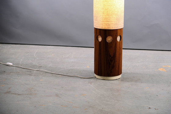 Image 1 of Danish vintage teak floor lamp with white shade, 1960s