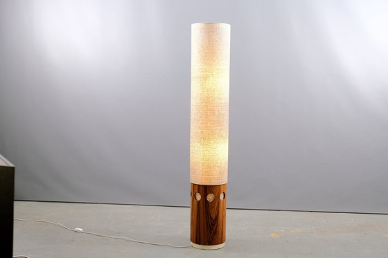 Image 1 of Danish vintage teak floor lamp with white shade, 1960s