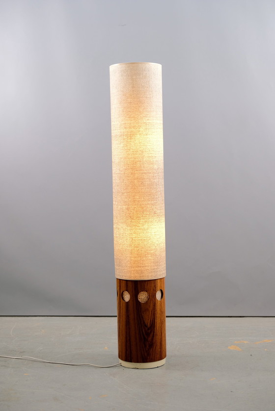 Image 1 of Danish vintage teak floor lamp with white shade, 1960s