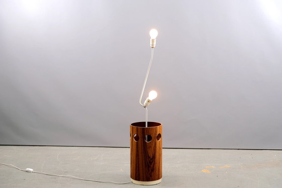 Image 1 of Danish vintage teak floor lamp with white shade, 1960s