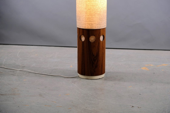 Image 1 of Danish vintage teak floor lamp with white shade, 1960s