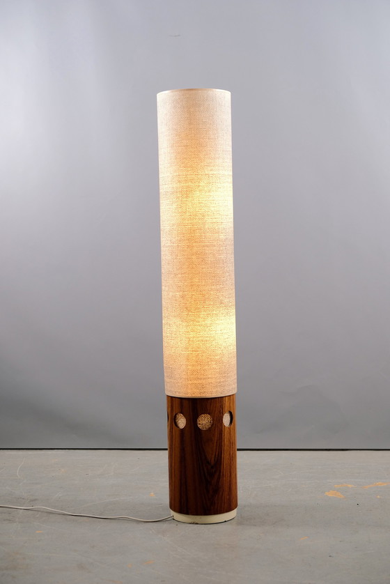 Image 1 of Danish vintage teak floor lamp with white shade, 1960s