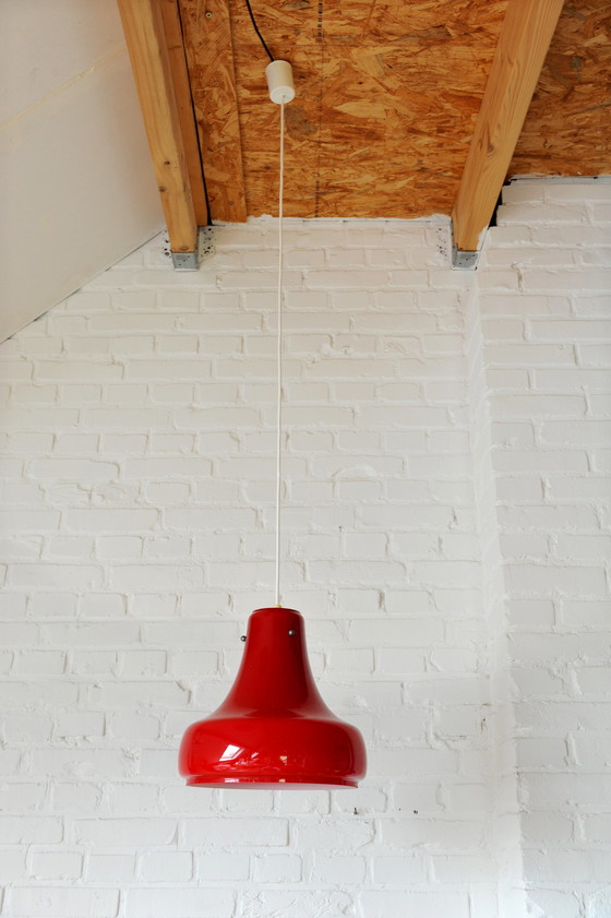 Image 1 of Vintage red glass pendant lamp