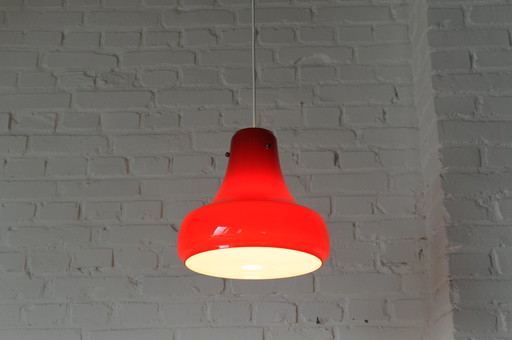 Lampada a sospensione vintage in vetro rosso