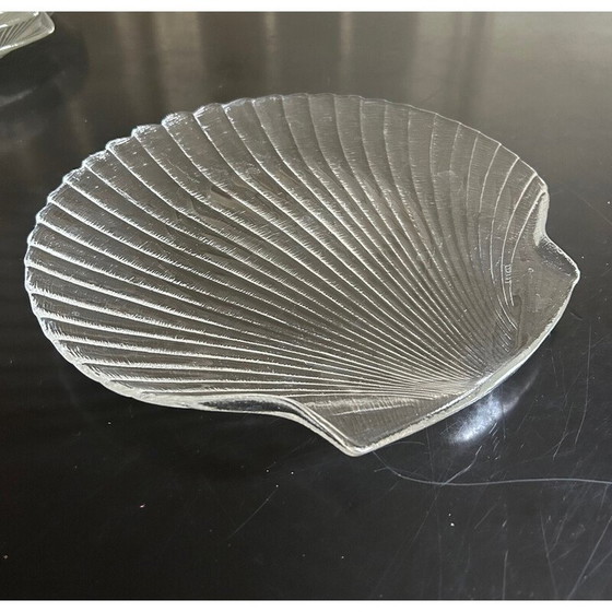 Image 1 of Set of 6 vintage shell glass plates, France 1980s