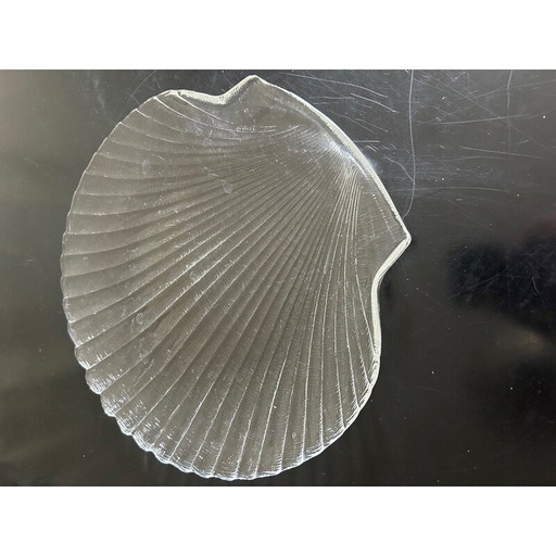 Set of 6 vintage shell glass plates, France 1980s