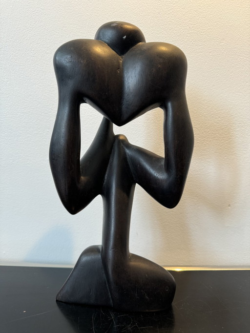 Penseur sculpture en bois