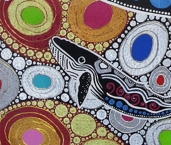 Image 1 of Whale Mother With Child Hand Painted- Erica Muizer