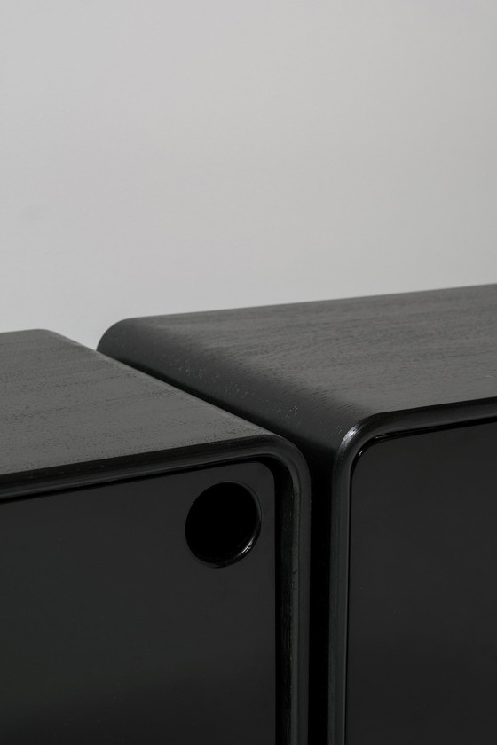 Image 1 of Raro mobile brutalista belga degli anni '60 in lacca nera per pianoforte